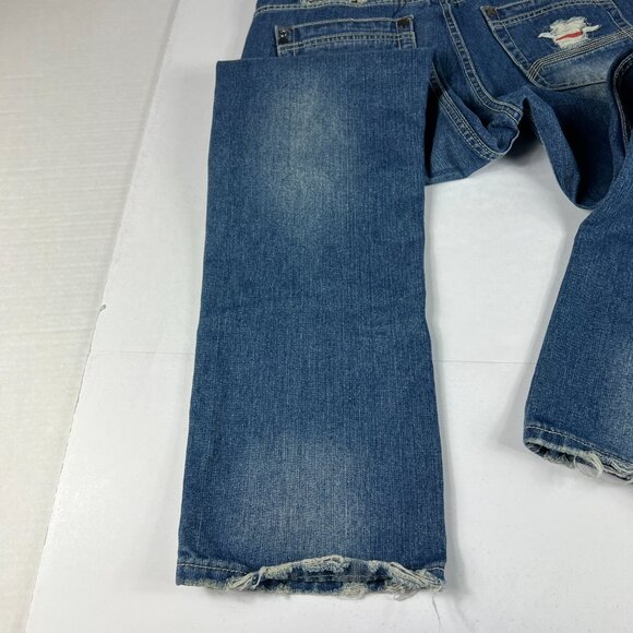 Jordan Craig Artisan Jean Men 33x32 Distressed USA Theme Blue Faded Cotton Denim - Picture 11 of 16